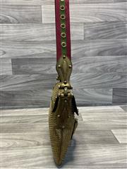 Gucci Studded Leather Shoulder Bag Olive Gold Hardware
